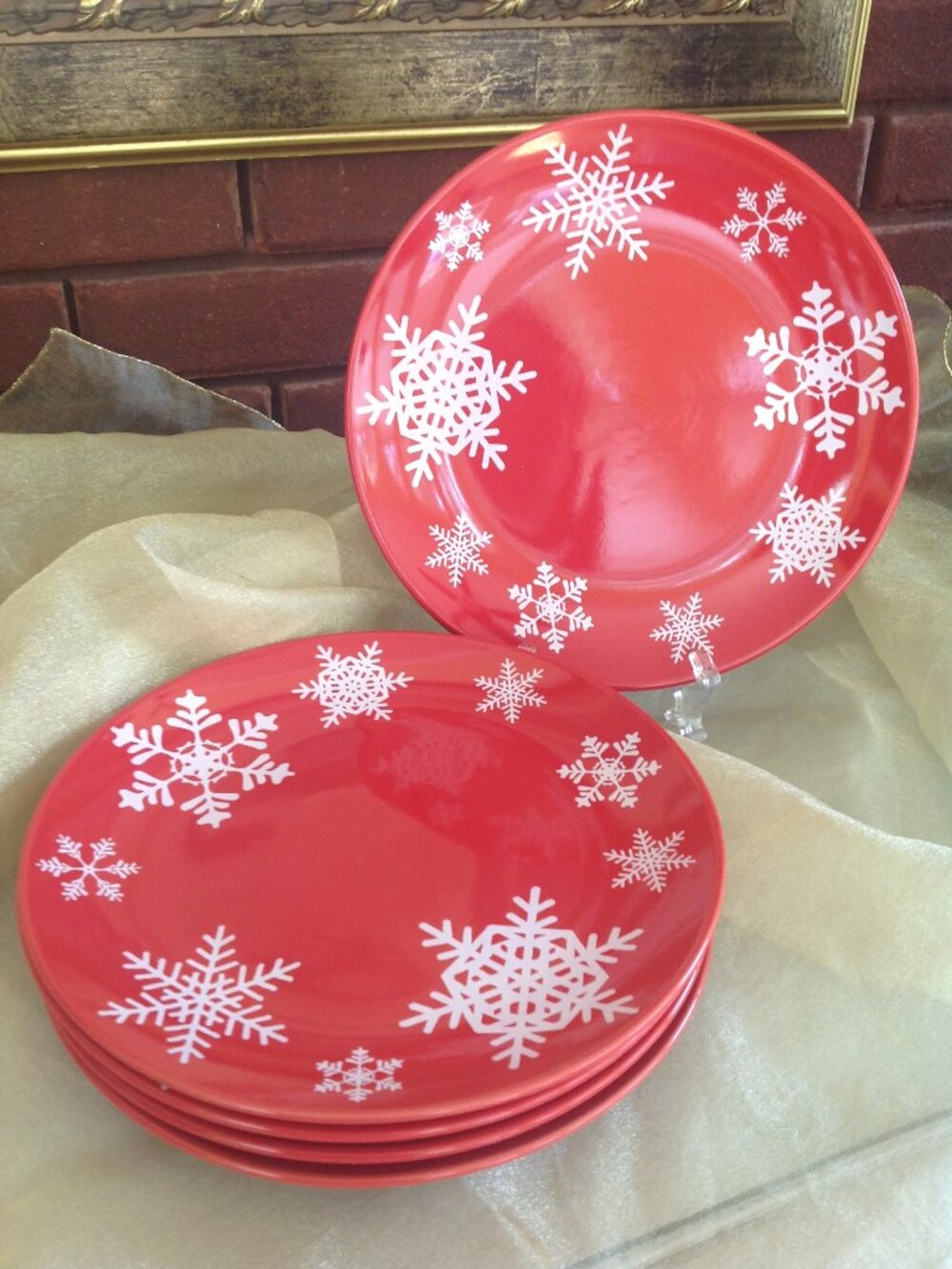 Christmas Royal Norfolk Set of 4 Snowflake 8" Plates